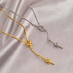 Gold Silver Knot Adjustable Y Necklace