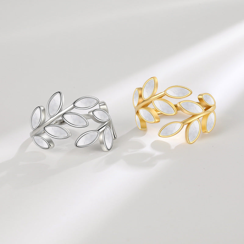 Gold Silver Olive Leaf Vine Ring