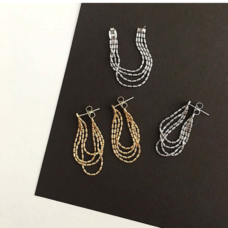 Gold Silver Plated Tassel Earrings