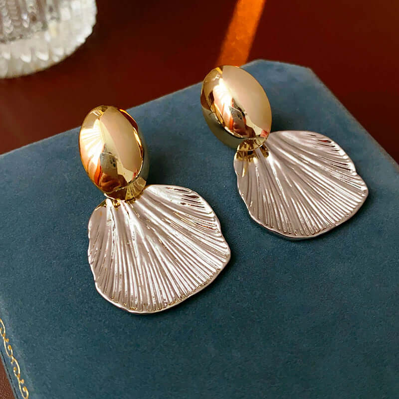 Gold Silver Shaped Shell Earrings  