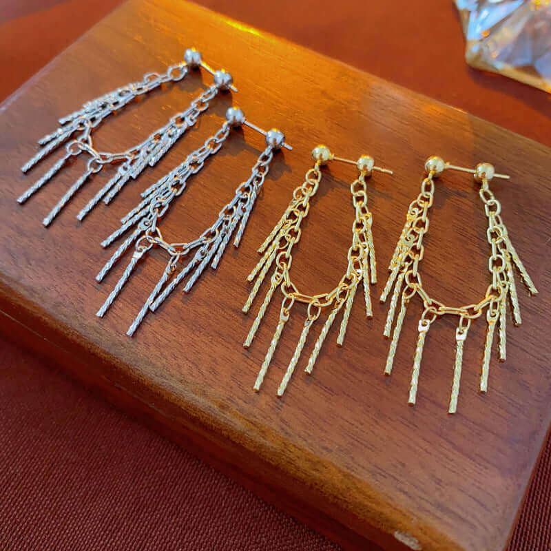 Gold Silver Tassel Waterfall Earrings