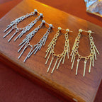 Gold Silver Tassel Waterfall Earrings