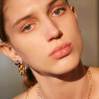 Gold Silver Tones Leaf Fringe Earrings