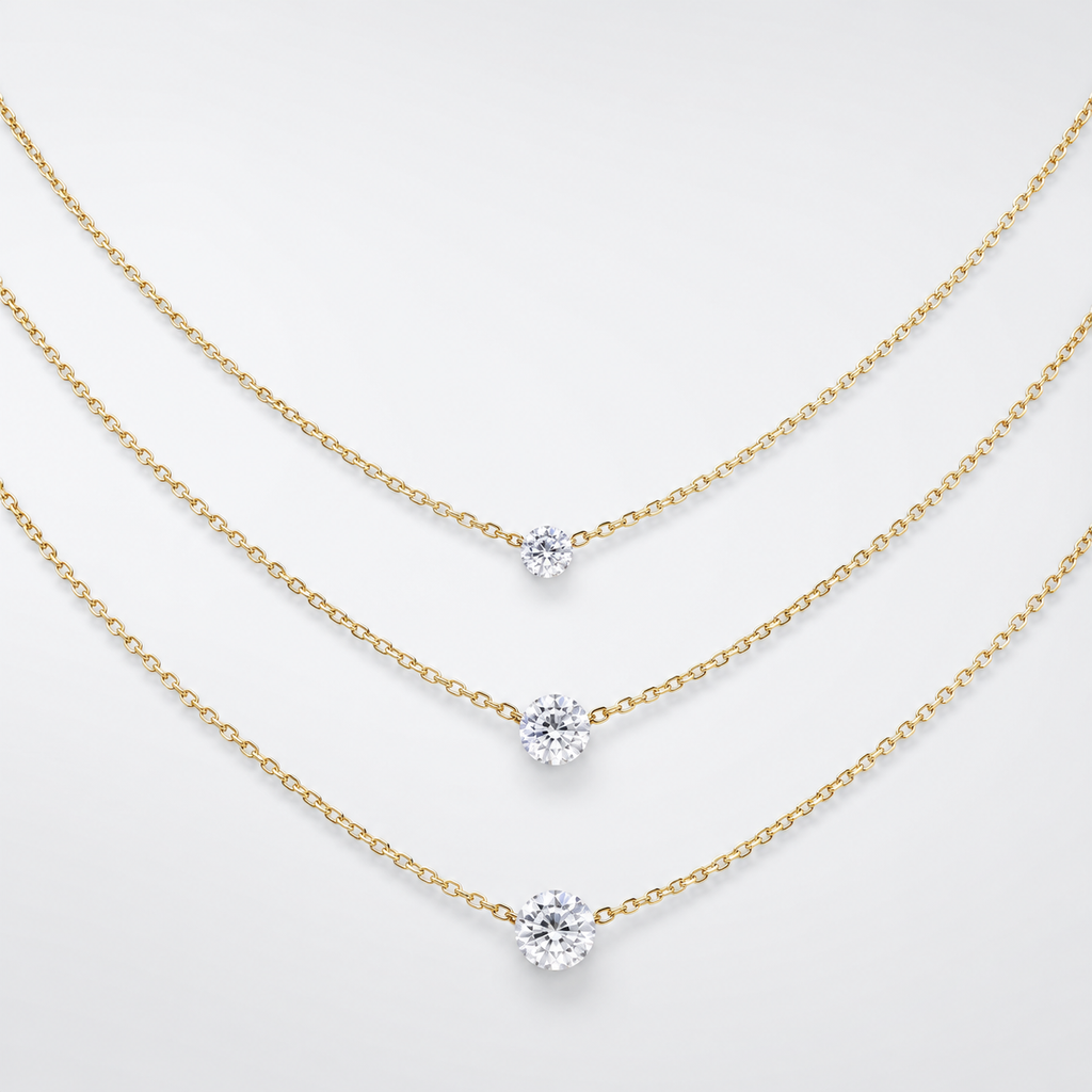 Gold Solitaire Moissanite Pendant Necklace