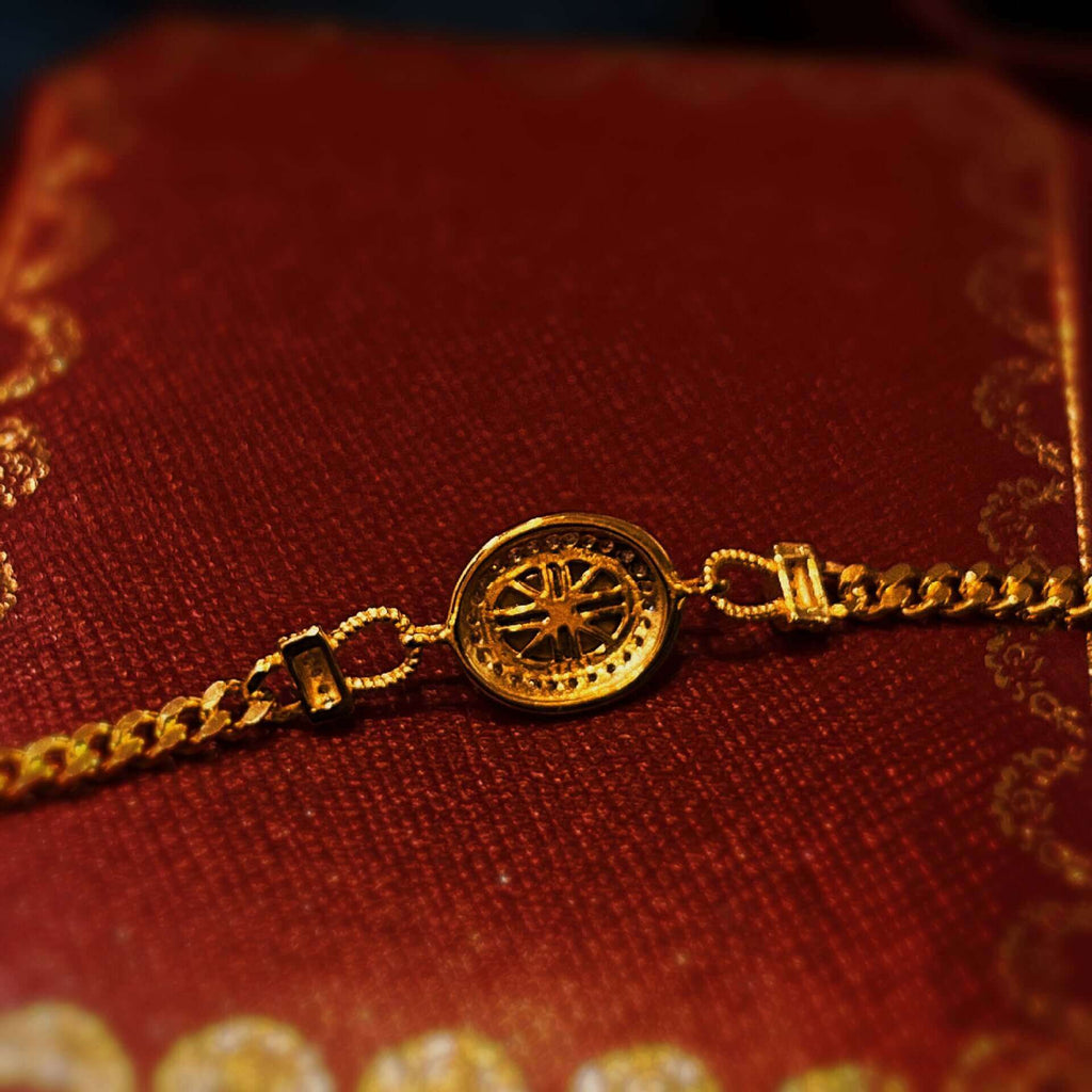 Gold Stone Cuban Chain Bracelet 