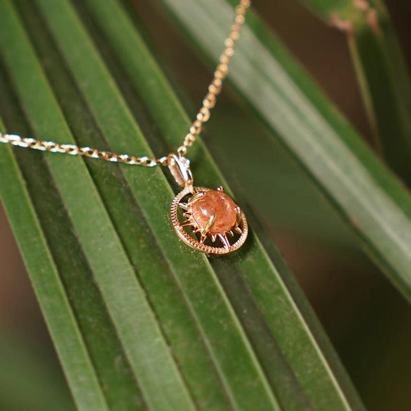 Gold Sunstone Pendant Necklace