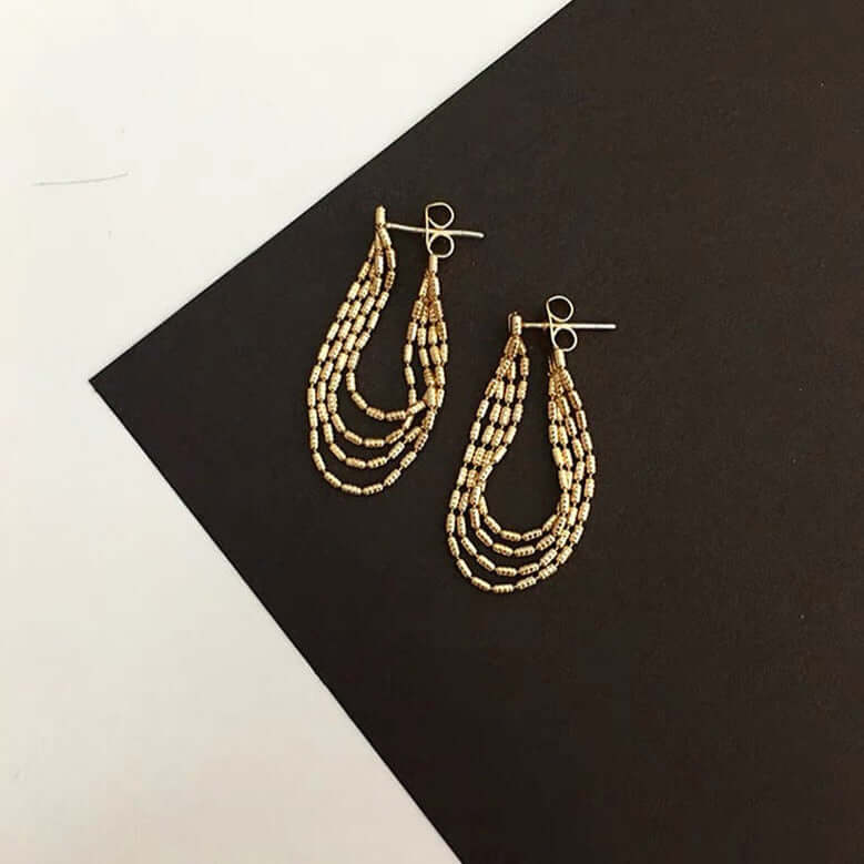 Gold Tassel Chain Drop Earrings