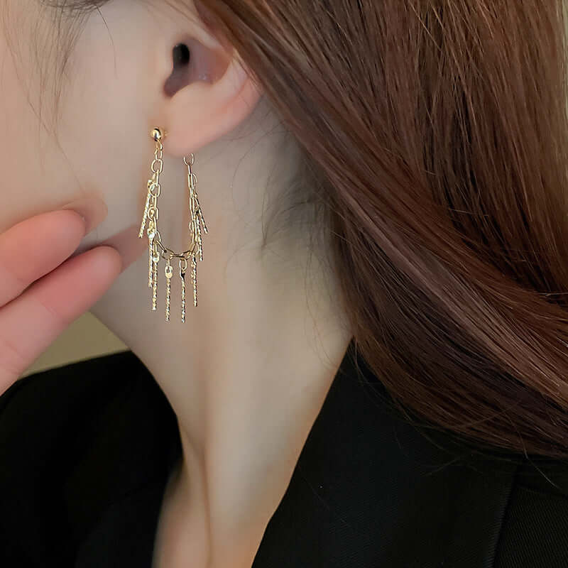 Gold Tassel Waterfall Earrings