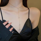 Gold Teardrop CZ Lariat Necklace