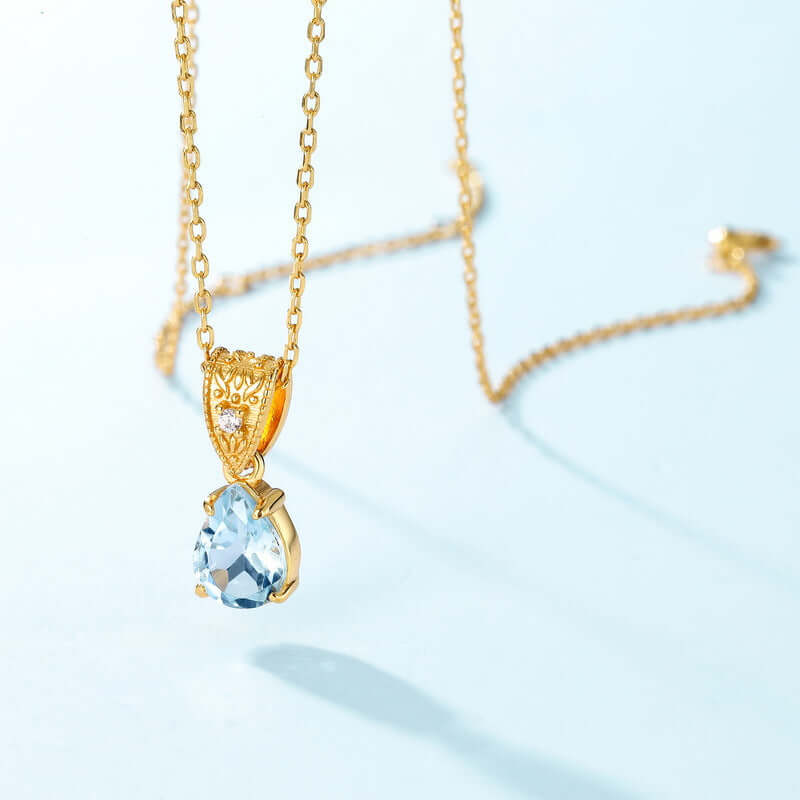 Gold Teardrop Topaz Necklace