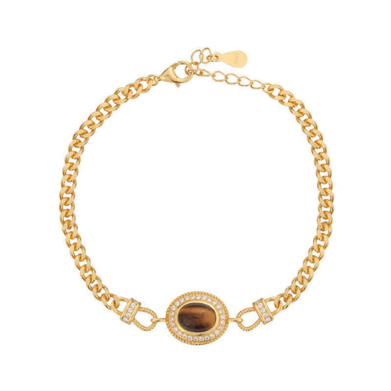 Gold Tiger Eye Twist Cuff Bracelet