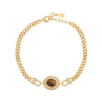 Gold Tiger Eye Twist Cuff Bracelet