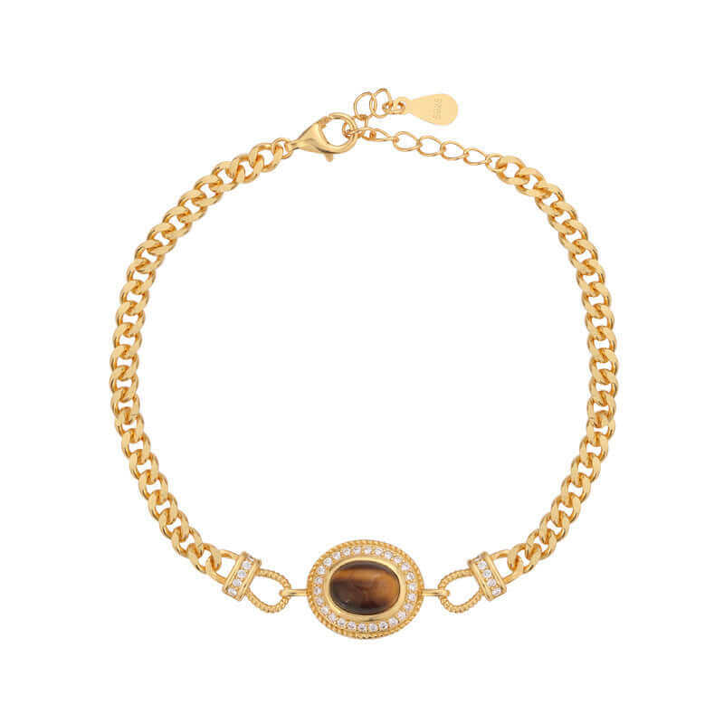 Gold Tiger Eye Twist Cuff Bracelet