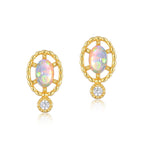 Gold Tiny Opal Earrings