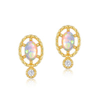 Gold Tiny Opal Earrings
