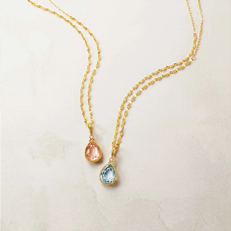 Gold Topaz Citrine Teardrop Necklace