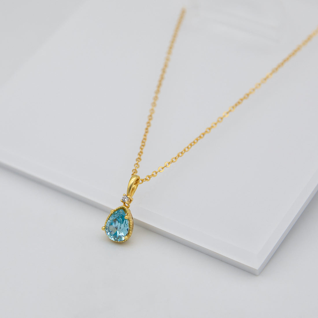 Gold Topaz Crystal Teardrop Necklace