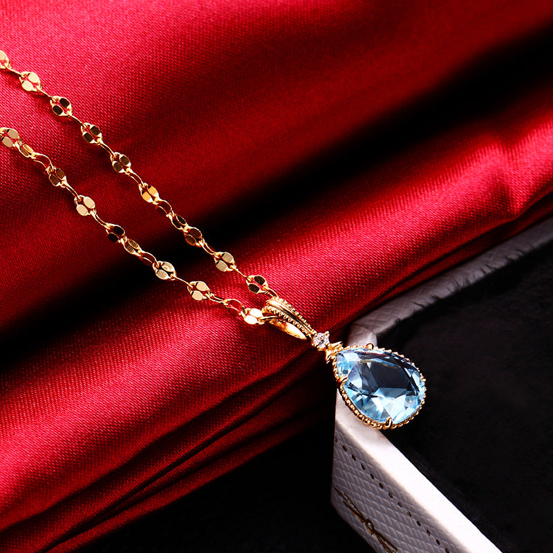 Gold Topaz Teardrop Necklace