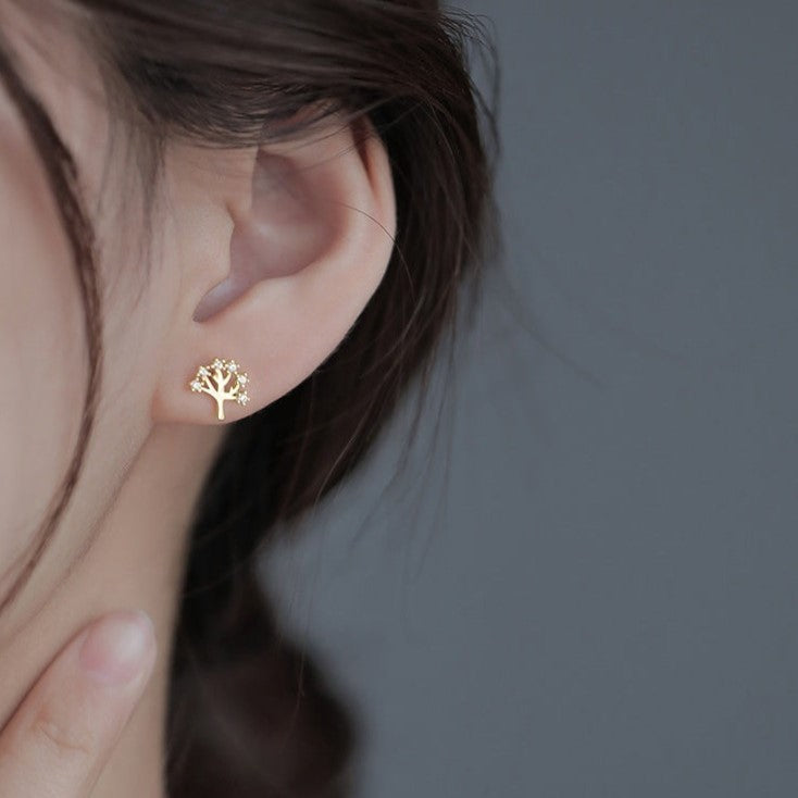 Gold Tree of Life Stud Earring