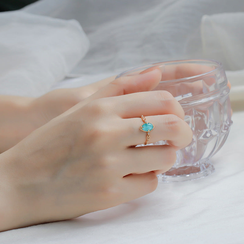 Gold Turquoise Crystal Ring