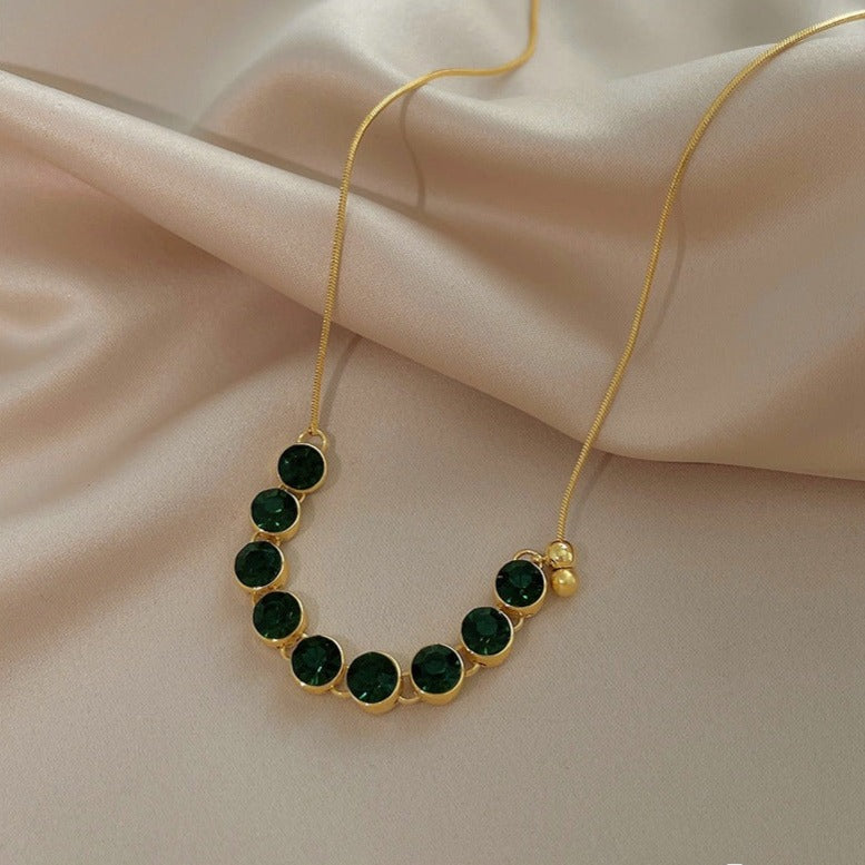  Gold Twinkling Green CZ Necklace