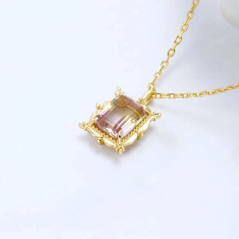 Gold Vermeil Crystal Pendant Necklace