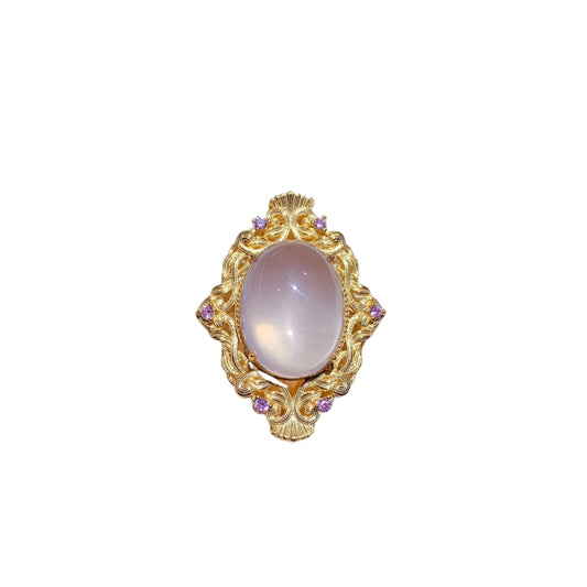 Gold Victorian Rose Quartz Pendant