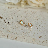 Gold Vintage Opal Stud Earrings