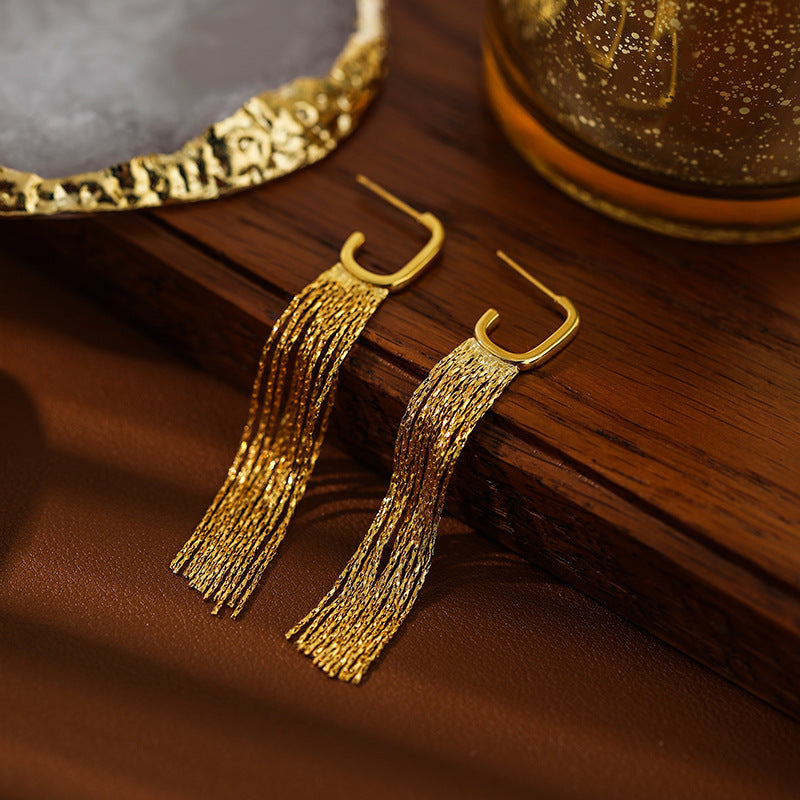 Gold Waterfall Hoop Earrings 