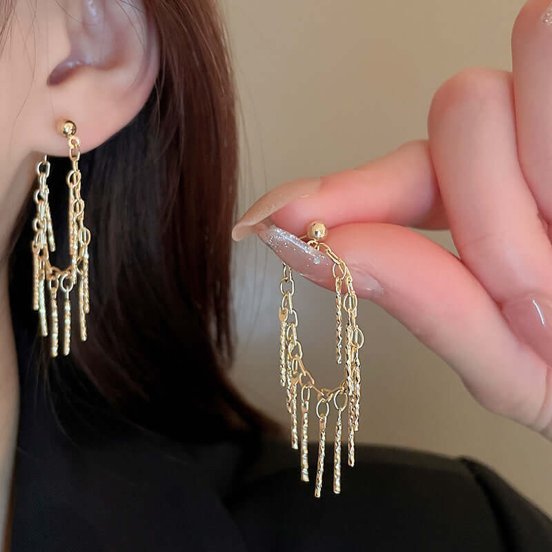 Gold Waterfall Tassel Earrings