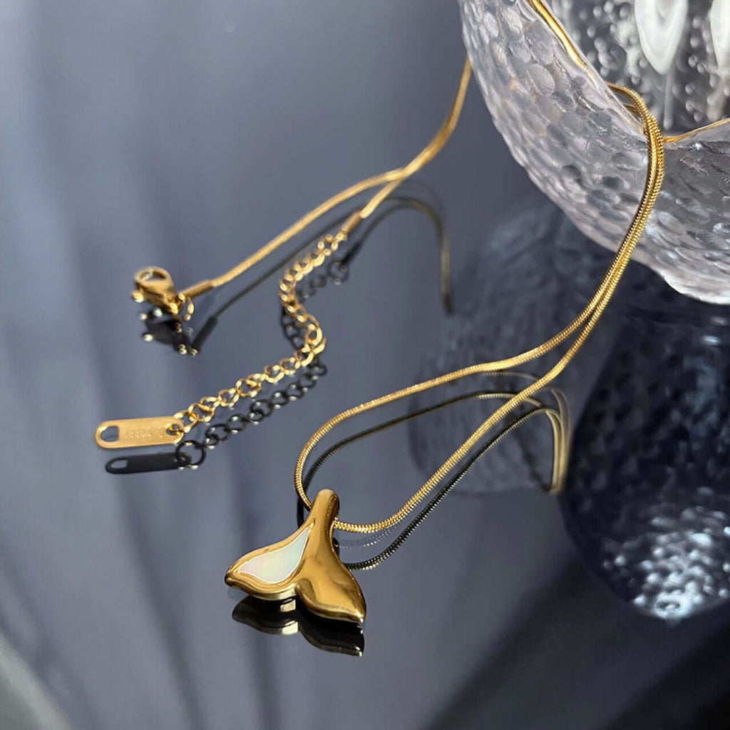 Gold Whale Tail Pendant Necklace