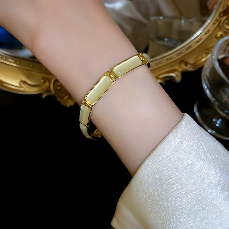 Gold White Cateye Stones Bracelet