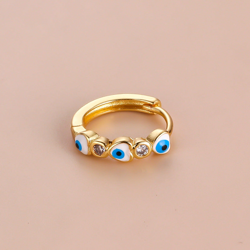 18K Gold Turkish Eye Cartilage Hoop Earring