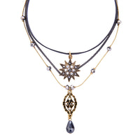 Goth Black Crystal Star Layering Necklace