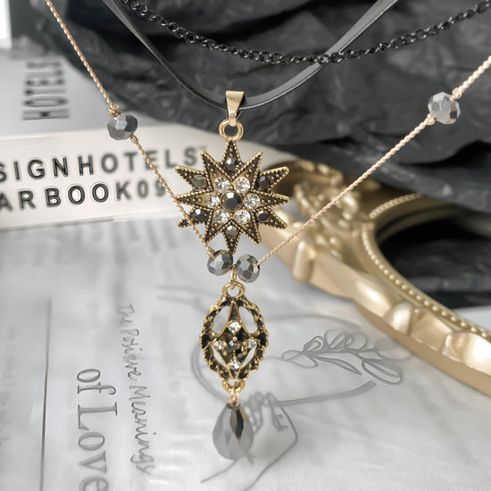Goth Star Crystal Layering Necklace