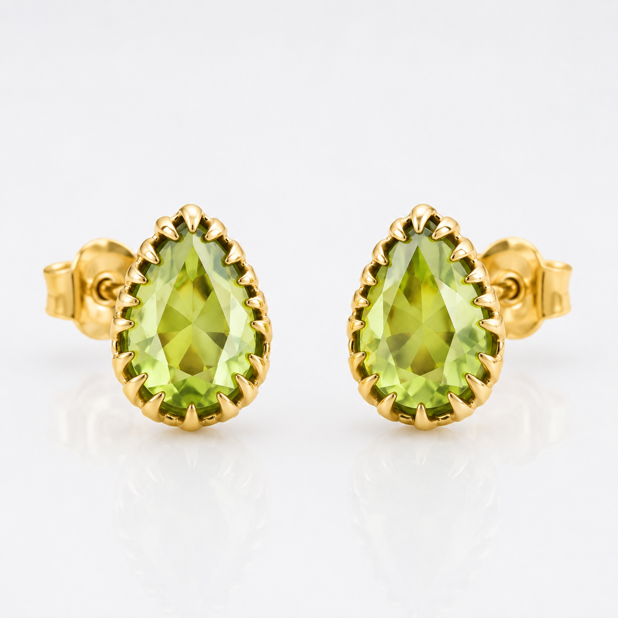 Green Peridot Stud Earrings  