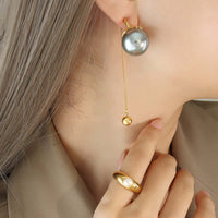 Grey Pearl Tassel Earrings 