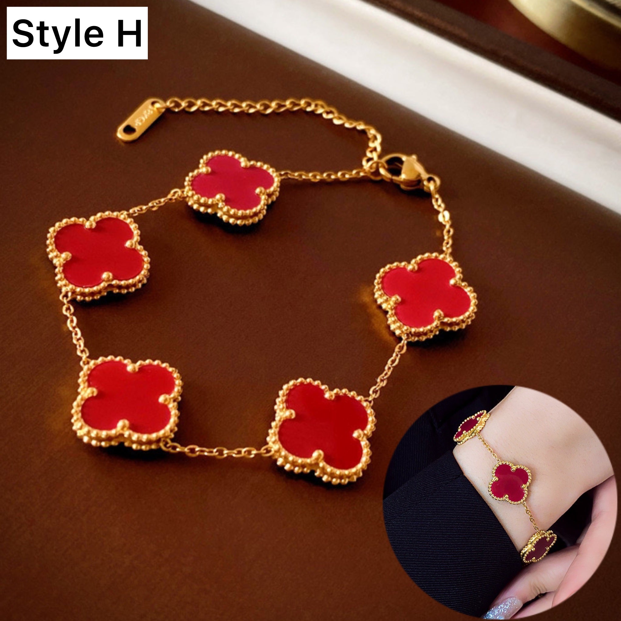 14K Gold Plated Four Leaf Clover Bracelet