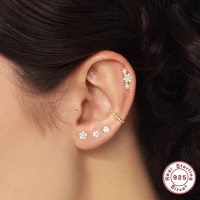 16G Crescent Moon Star Labret Back Piercing Stud