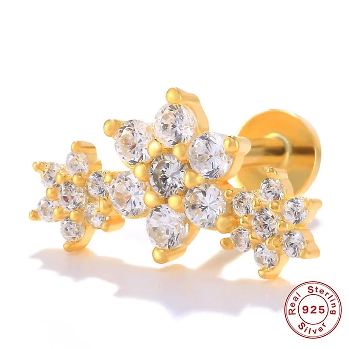 16G Crescent Moon Star Labret Back Piercing Stud