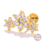 16G Crescent Moon Star Labret Back Piercing Stud