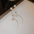 Classic Curve Pearl Long Earrings