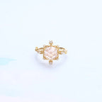 Gold Natural Rose Quartz Ring, Wedding Ring, Romantic Pink Ring | HJZB-002-01