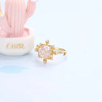Gold Natural Rose Quartz Ring, Wedding Ring, Romantic Pink Ring | HJZB-002-01