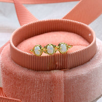 Sterling Silver Oval Opal Ring, Opal 3 Stone Rings