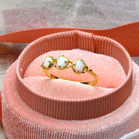 Sterling Silver Oval Opal Ring, Opal 3 Stone Rings