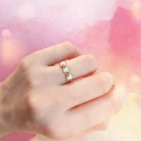 Sterling Silver Oval Opal Ring, Opal 3 Stone Rings