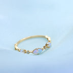 14K Gold Opal Lace Ring, Libra Birthstone Ring | HJZB-170