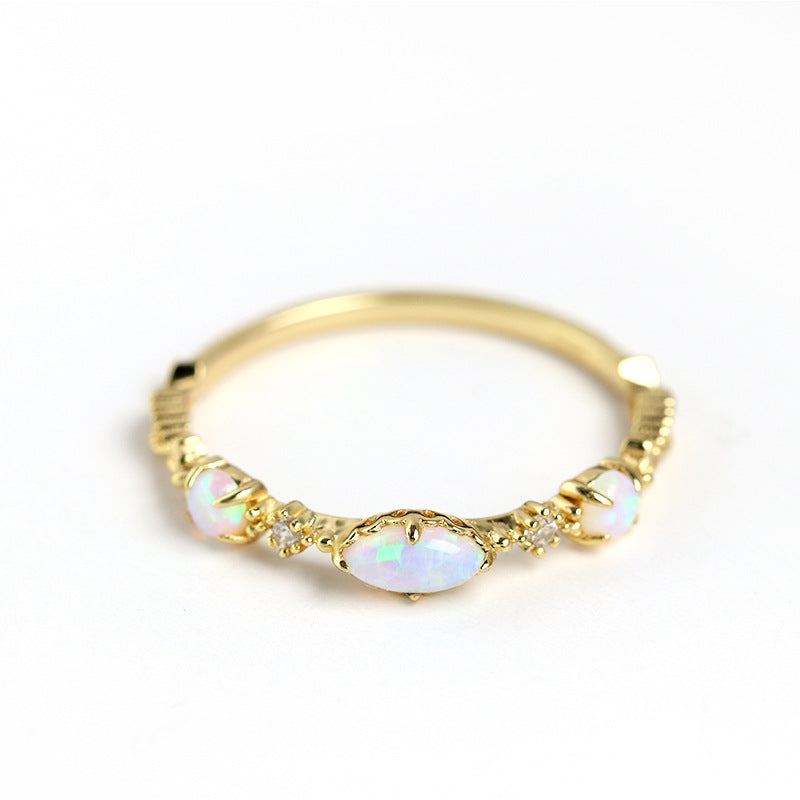 14K Gold Opal Lace Ring, Libra Birthstone Ring | HJZB-170