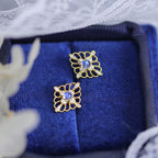 Retro Moonstone Stud Earrings June Birthstone | HJZB-243